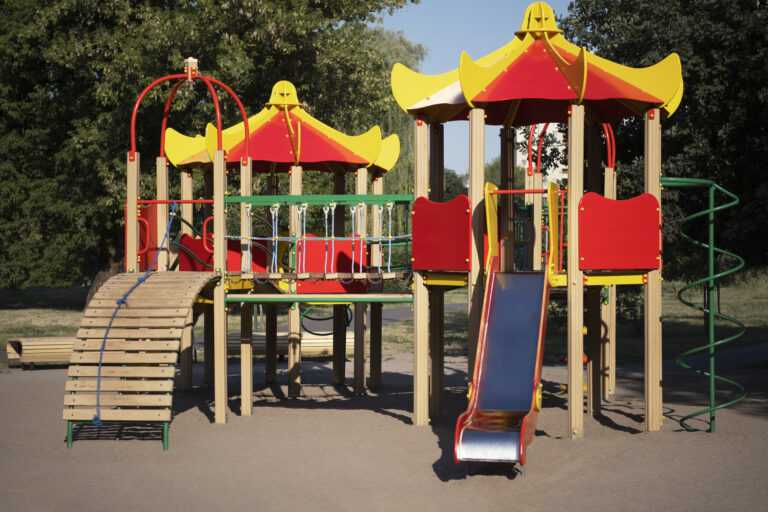 outdoors colorful children playground background