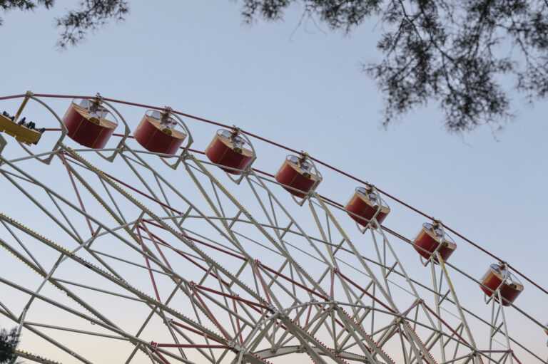 low angle empty ferris wheel carnival